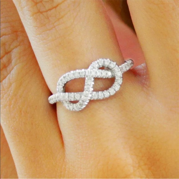 925 Stamped Sterling Silver Infinity CZ Ring - Picture 1 of 9